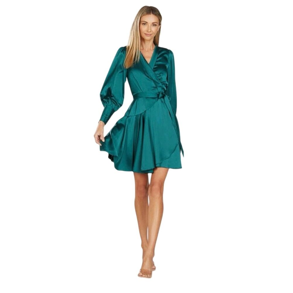 TRISH SCULLY ALBERTINE WRAP DRESS TEAL WOMEN